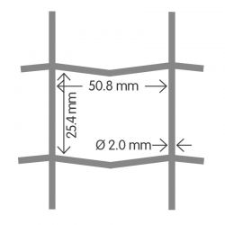 Dassenraster 150 cm Crapal® bedekking - 25.4 x 50.8 mm | 2.00 mm | - Lands End B.V.